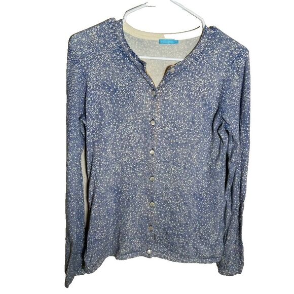 J McLaughlin Sweater Women's Small Cardigan Printed Knit Crew Neck Preppy - Picture 1 of 8